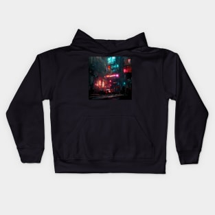 Futuristic cyber street Kids Hoodie